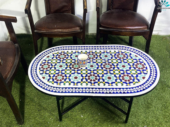 Coffee Table for outdoor and indoor made from Mosaic 100% handcrafted Built with mid-century modern styling