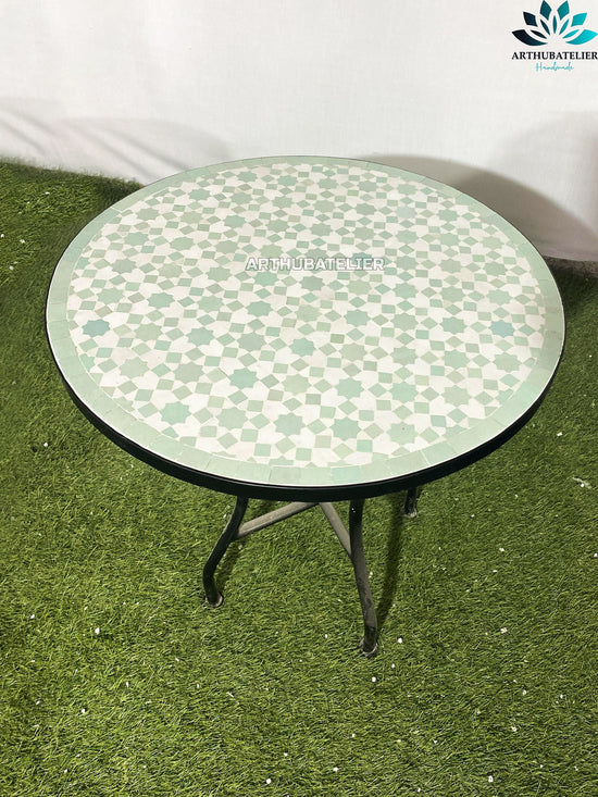 coffee table round made from mosaic for outdoor-indoor 100% handcrafted Moroccan tiles, Mid century Mosaic coffee table .