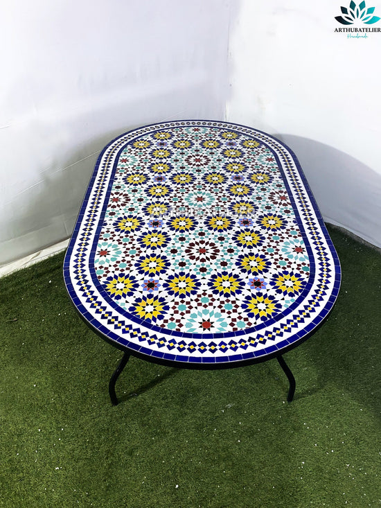 Dinning Table Mosaic Oval for outdoor-indoor Mosaic Table, Large Mosaic Table, 100% handcrafted, free shipping