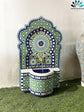 Mosaic Fountain for Outdoor and Indoor, Mid Century Fountain water inside, Garden Moroccan Mosaic Fountain