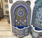 Mosaic Fountain Mandala design for Outdoor and Indoor, Mid Century Fountain water inside, Moroccan Mosaic Fountain