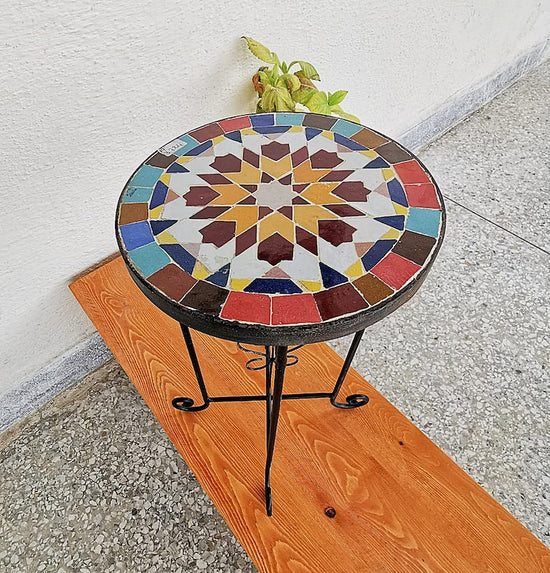 Garden Patio Handmade Outdoor Decor Table - Outdoor Indoor - CUSTOM Mid Century Table- Farmhouse Handmade Colorful Artwork