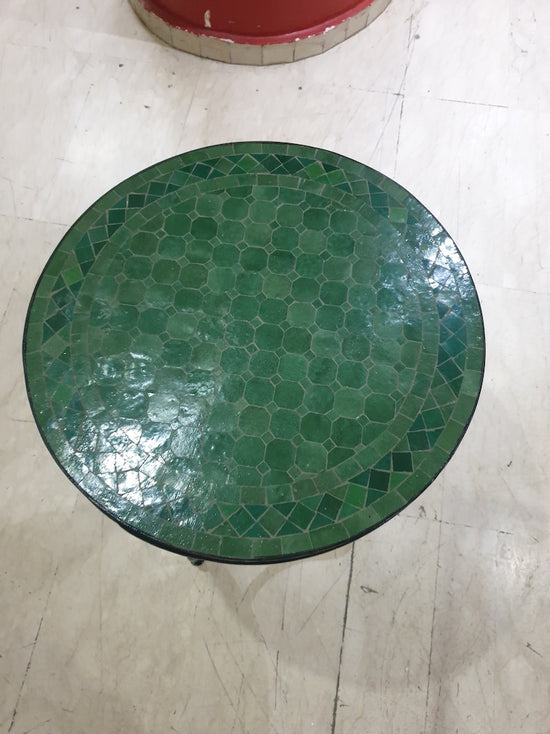 Mosaic Table round green for outdoor-indoor, coffee Table 100% handcrafted mad from Moroccan mosaic