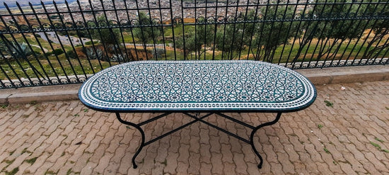 CUSTOMIZABLE dinning Table, Amazing Moroccan Mosaic Table, Oval table, outdoor-indoor Mosaic Table, Large Mosaic Table, 100% handcrafted