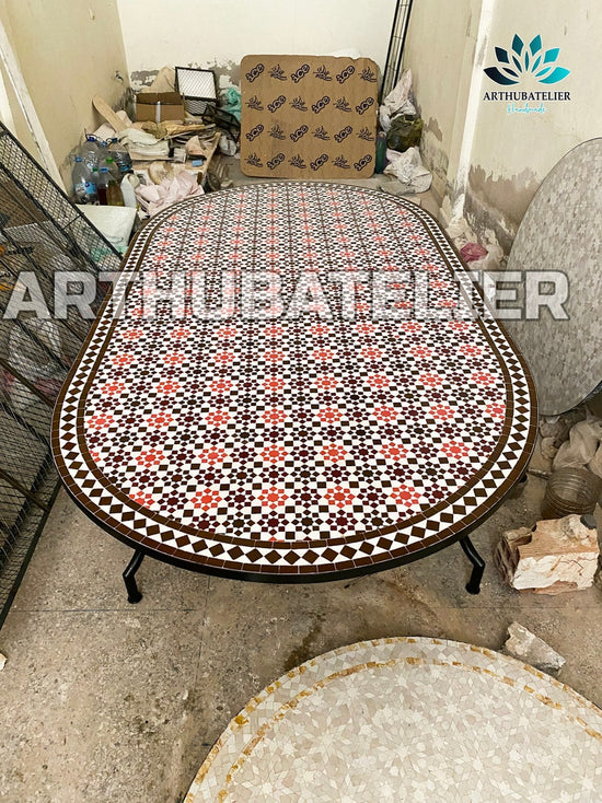 Amazing dinning Table, Moroccan Mosaic Table, Oval table, outdoor-indoor Mosaic Table, Large Mosaic Table, 100% handcrafted, free shipping