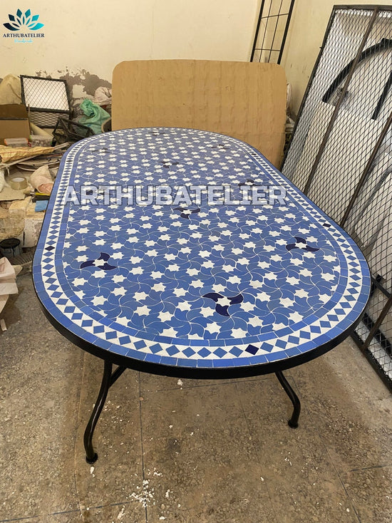 Amazing dinning Table, Moroccan Mosaic Table, Oval table, outdoor-indoor Mosaic Table, Large Mosaic Table, 100% handcrafted, free shipping