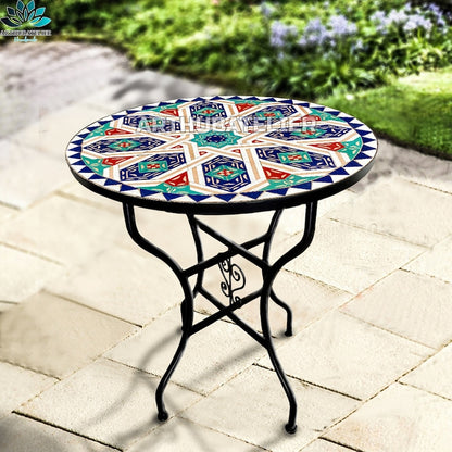 CUSTOMIZABLE Mosaic Table, outdoor-indoor coffee Table, 100% handcrafted, round mosaic Table , Moroccan luxury table decor