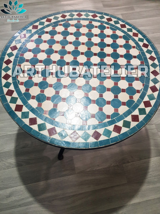 Mosaic coffee Table for outdoor-indoor 100% handcrafted, Moroccan tiles home decor