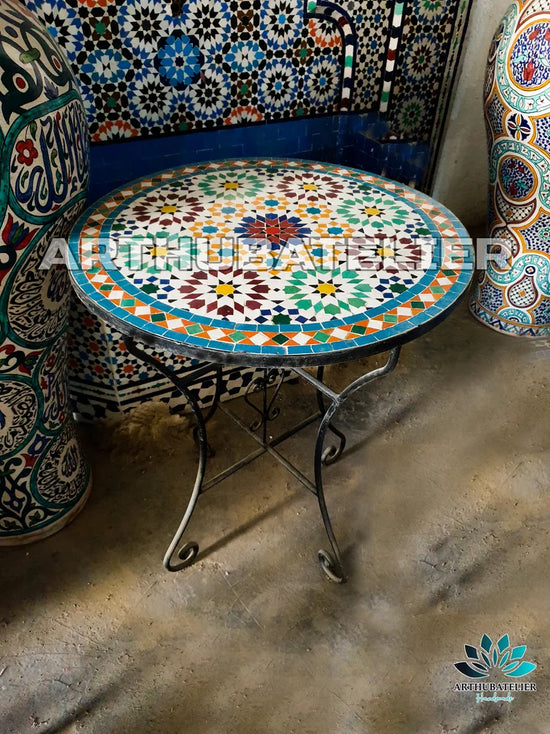 CUSTOMIZABLE Mosaic Table, outdoor-indoor coffee Table, 100% handcrafted, round mosaic Table , Moroccan luxury table decor