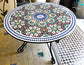 Table round made from mosaic and tiles 100% Handcrafted It for outdoor and indoor, Mosaic table works for beach house too