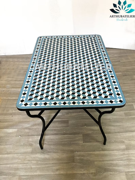 Dinning mosaic table 100% Handcrafted for indoor and outdoor, 3D squared mosaic table design