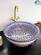 Bathroom vessel sink made from ceramic 100% handmade hand painted, ceramic sink built with mid century modern styling