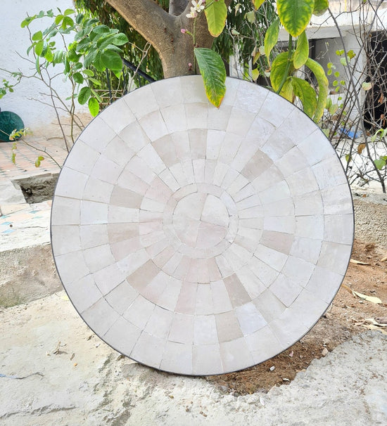 Custom Natural White Zellige Color Table TOP - 20.5"