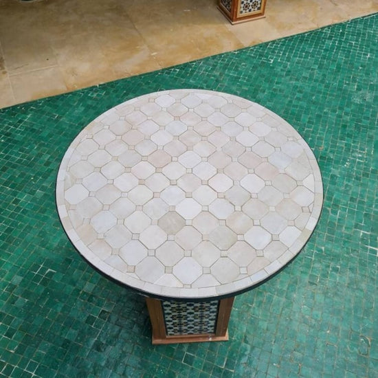 Natural White Zellige Color Table TOP - Mid Century Modern - Outdoor Patio Furniture Table Top - Outdoor Zellije Table - Only Table Top 2nd Colour