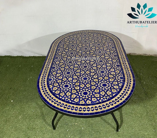 Amazing dinning Table, Moroccan Mosaic Table, Oval table, outdoor-indoor Mosaic Table, Large Mosaic Table, 100% handcrafted, free shipping